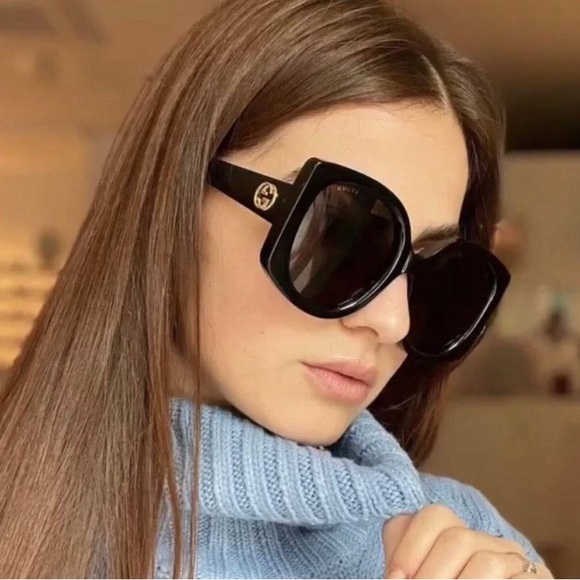 NEW GUCCI GG1257S 001 BLACK OVERSIZED SUNGLASSES GUCCI GG 1257S 001 - Picture 6 of 14